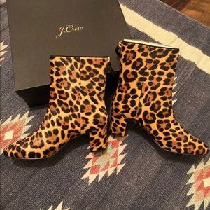 J. Crew Willa Calfhair Leopard Booties